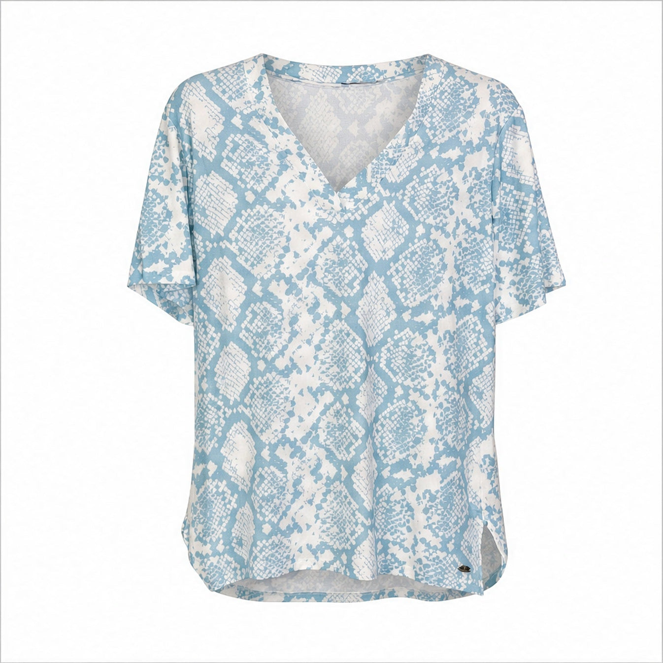 Angelle Milan Shirt - Lichtblauw Slangenprint - vooraanzicht