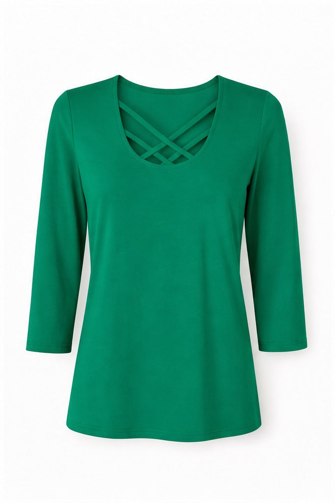 Signature top groen - Vooraanzicht ghost mannequin