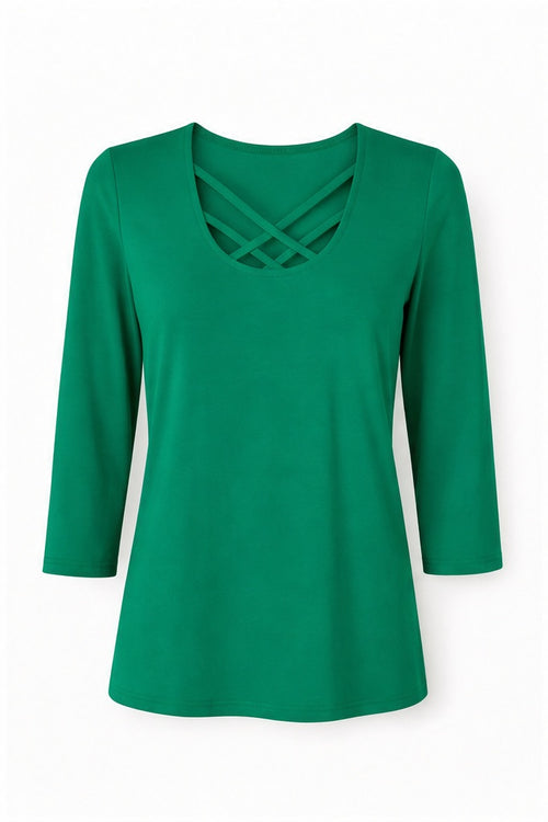 Signature top groen - Vooraanzicht ghost mannequin