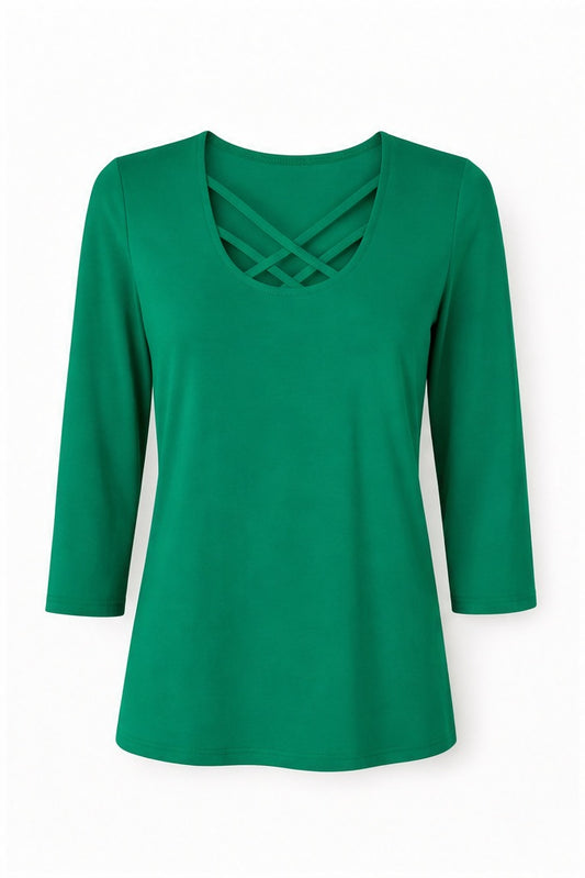 Signature top groen - Vooraanzicht ghost mannequin