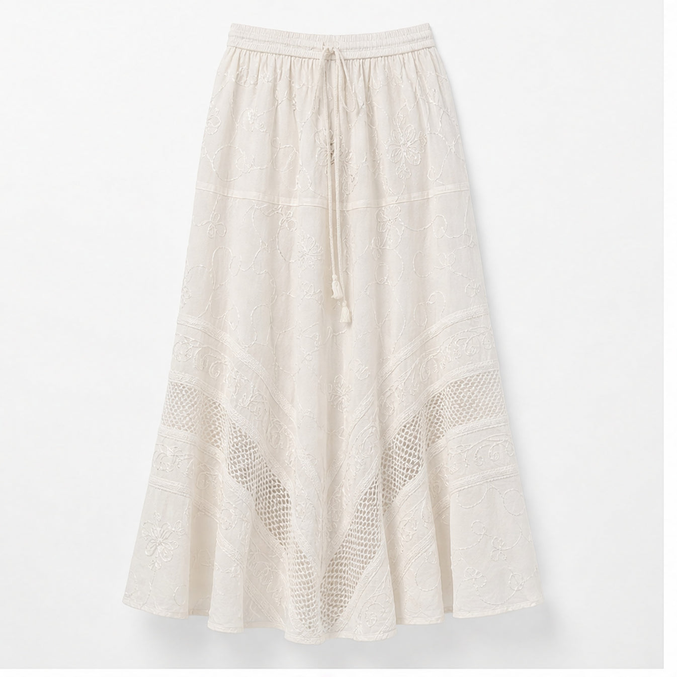 HS Rok Handmade in India - Meerdere Kleuren - Ecru - vooraanzicht