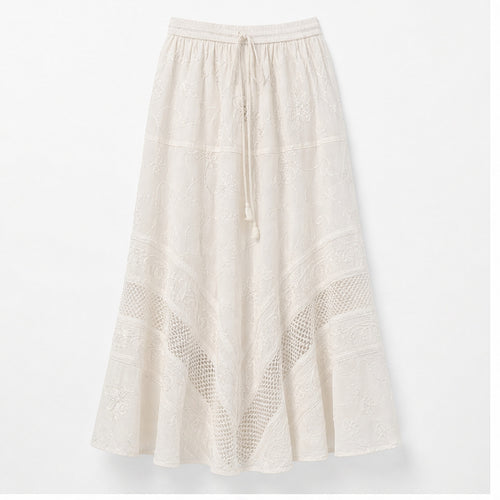 HS Rok Handmade in India - Meerdere Kleuren - Ecru - vooraanzicht