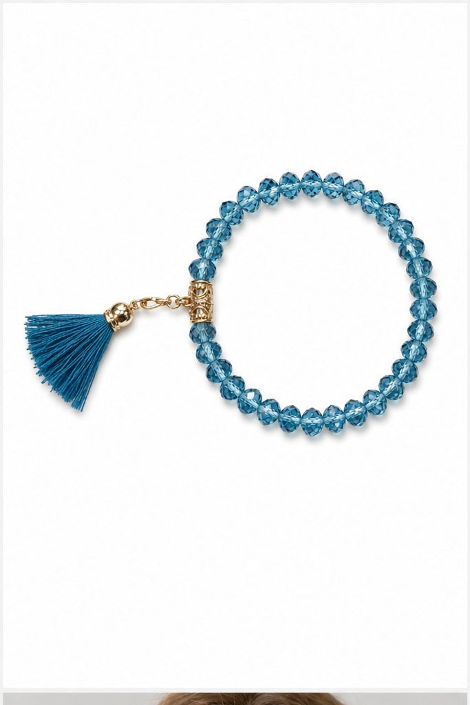HS Armband Kralen met Kwastje - Meerdere Kleuren - Blauw Petrol One Size