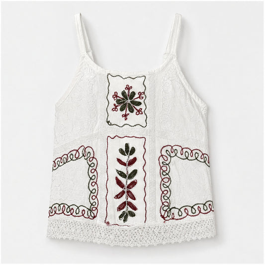 HS Elastische Top Handmade in India - Meerdere Kleuren - Wit - vooraanzicht
