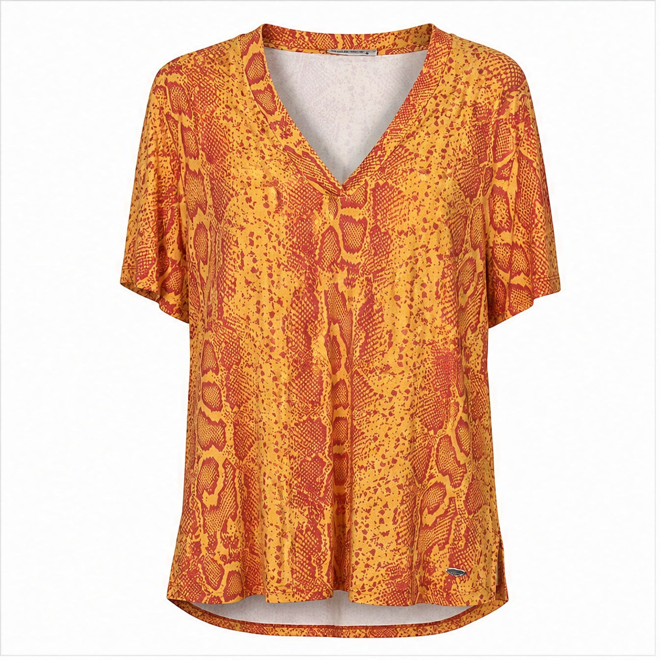 Angelle Milan Shirt - Oranje Slangenprint - vooraanzicht