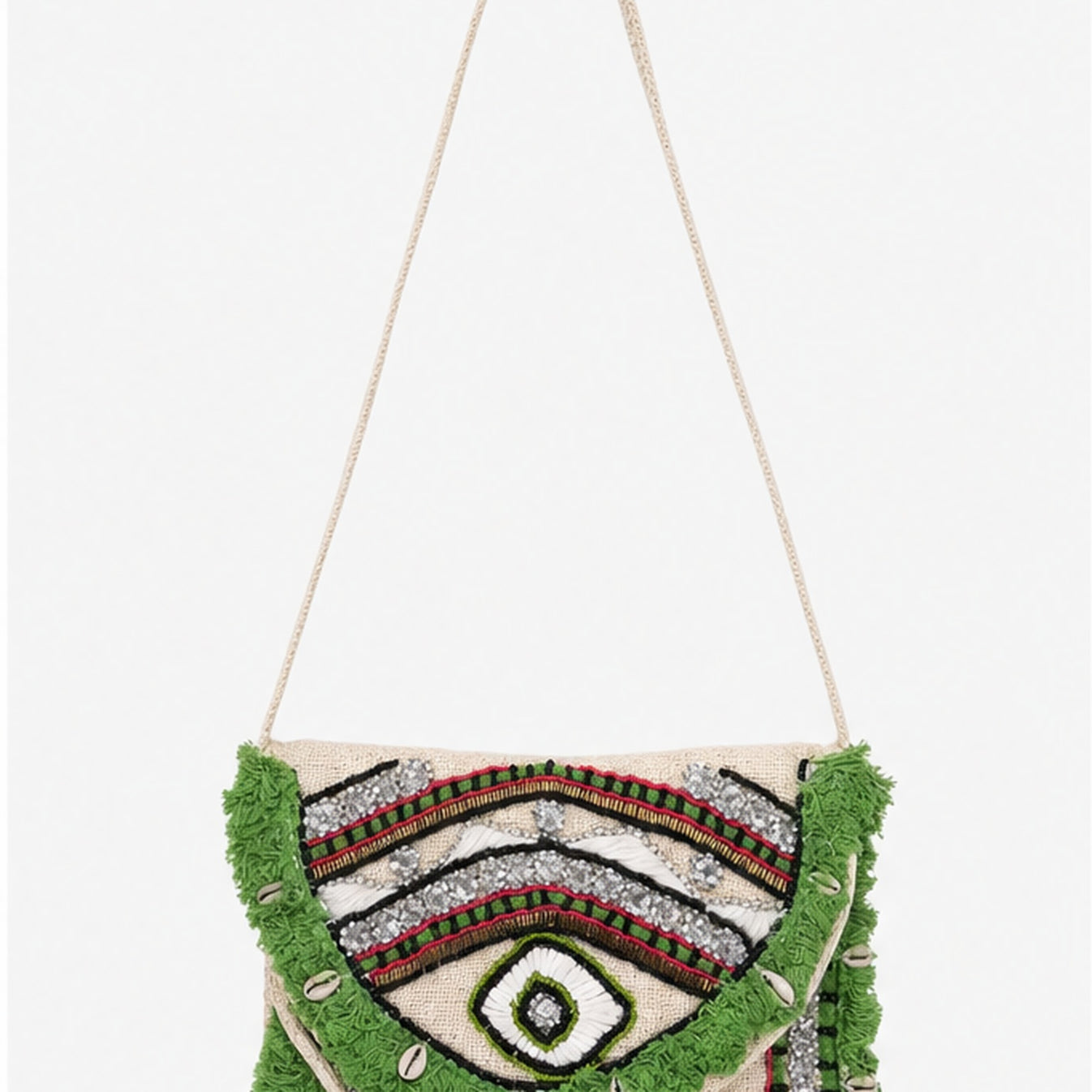 HS crossbody tas Groen Borduursel - vooraanzicht