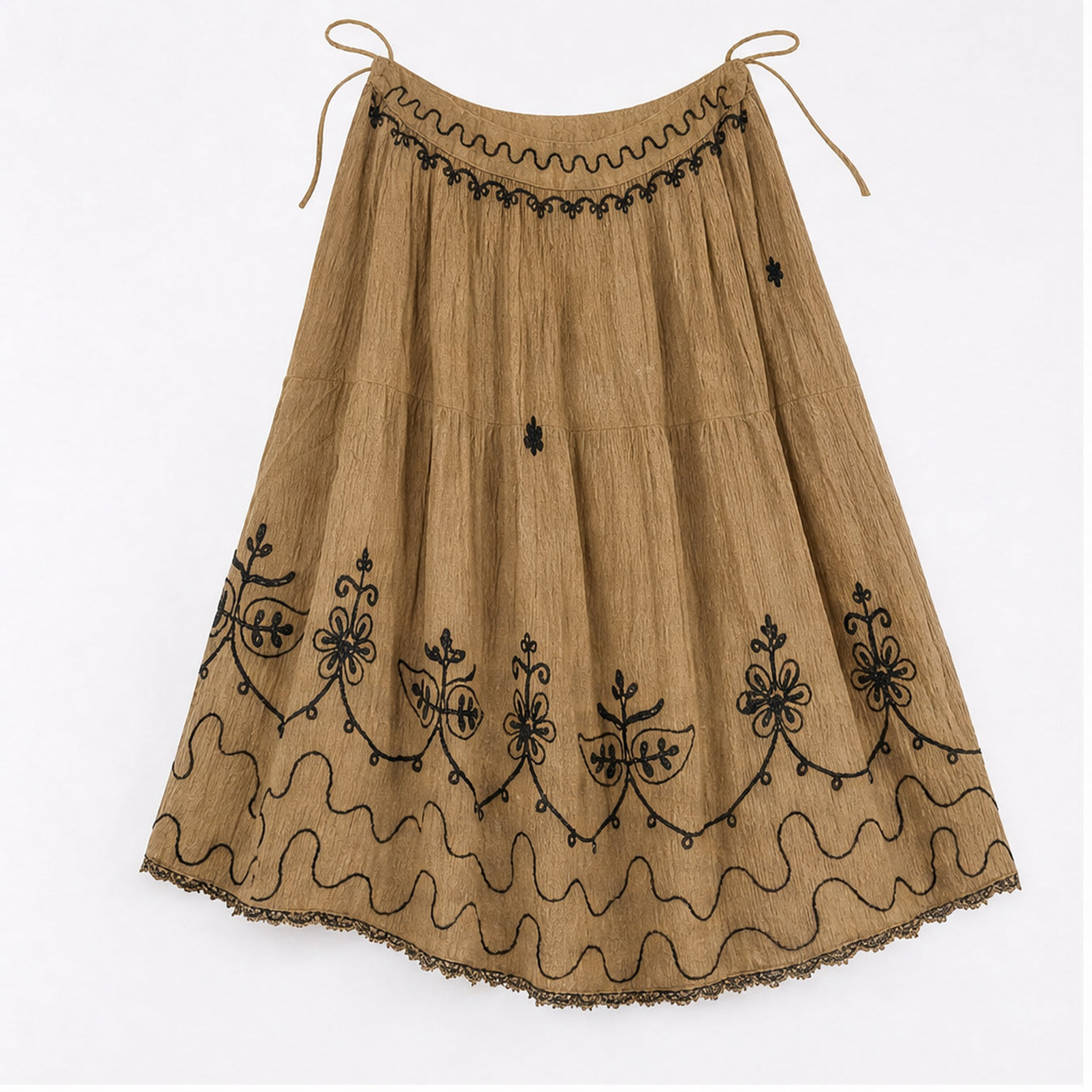 HS Rok Handmade in India - Meerdere Kleuren - Zand - vooraanzicht
