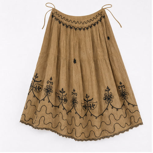 HS Rok Handmade in India - Meerdere Kleuren - Zand - vooraanzicht