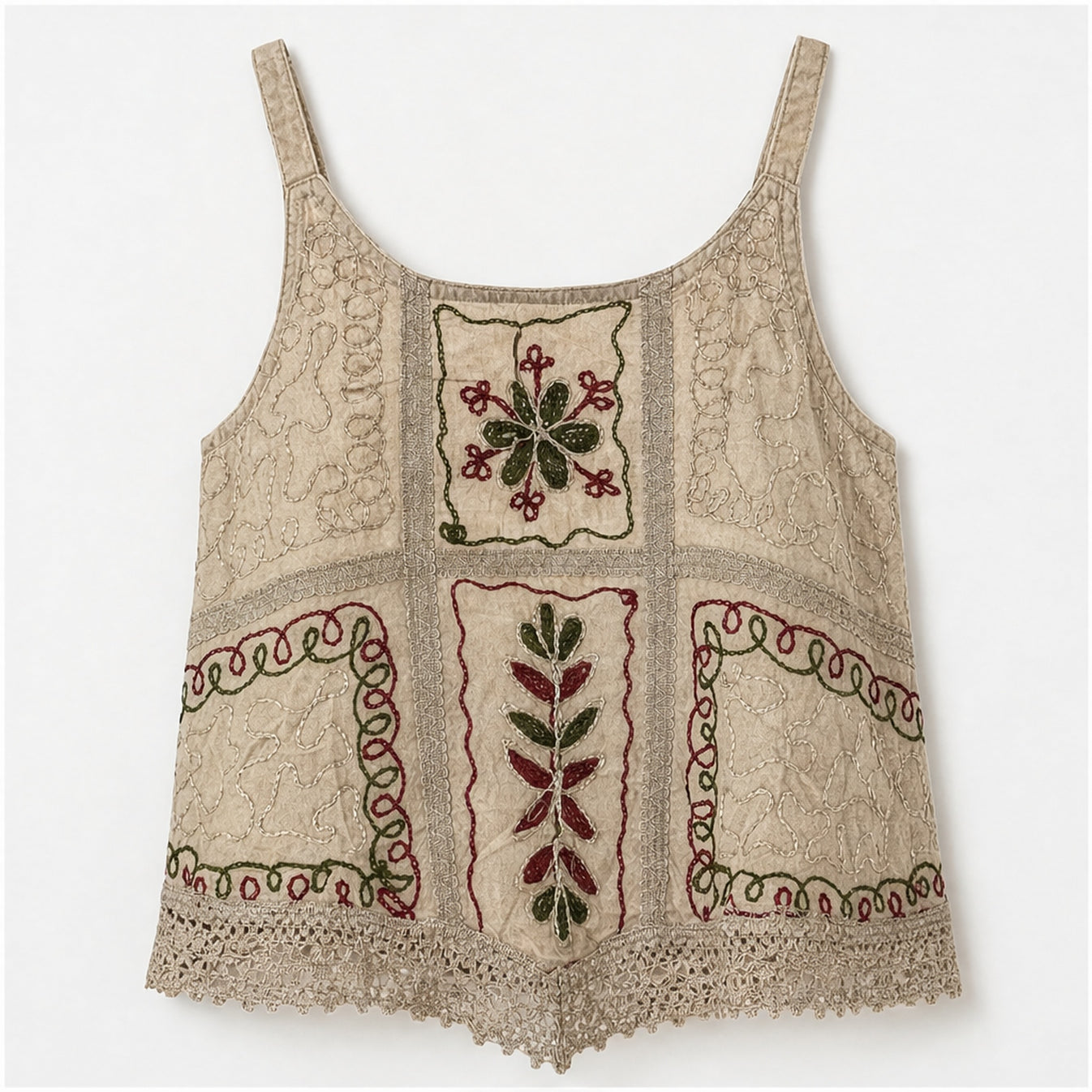 HS Elastische Top Handmade in India - Meerdere Kleuren - Taupe - vooraanzicht