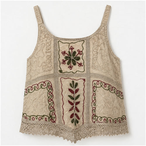 HS Elastische Top Handmade in India - Meerdere Kleuren - Taupe - vooraanzicht