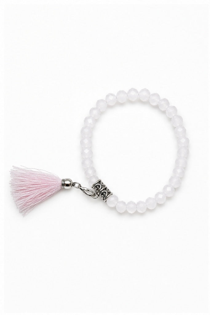 HS Armband Kralen met Kwastje - Meerdere Kleuren - Witte One Size