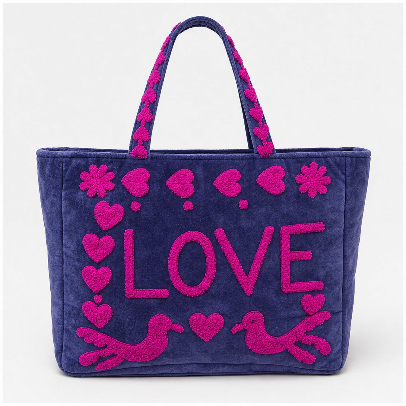 HS Velvet Tas Love Peace Paars/Blauw - vooraanzicht met LOVE