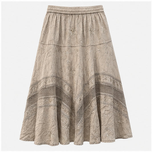HS Rok Handmade in India - Meerdere Kleuren - Taupe - vooraanzicht