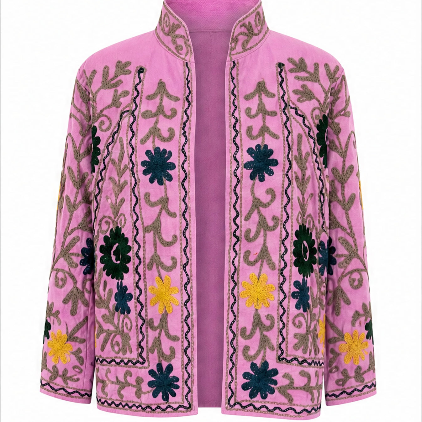 HS Luchtige Katoenen Damesjas Roze Bloemenprint - One Size - vooraanzicht