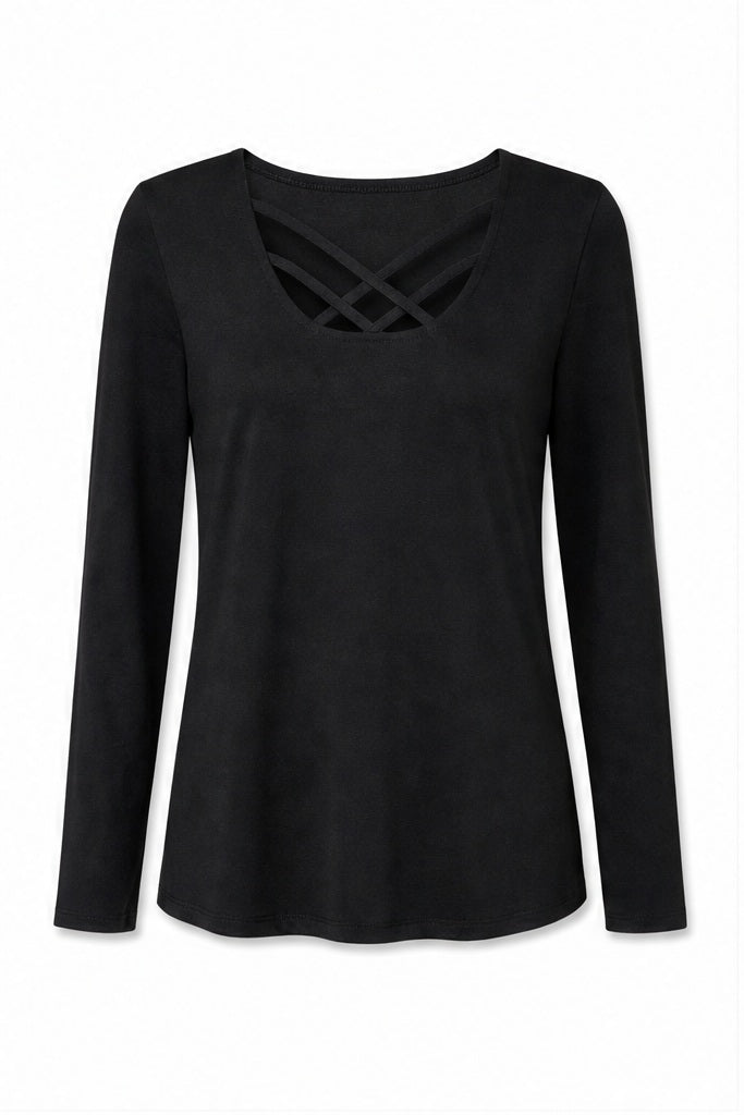 Signature top zwart - Vooraanzicht ghost mannequin