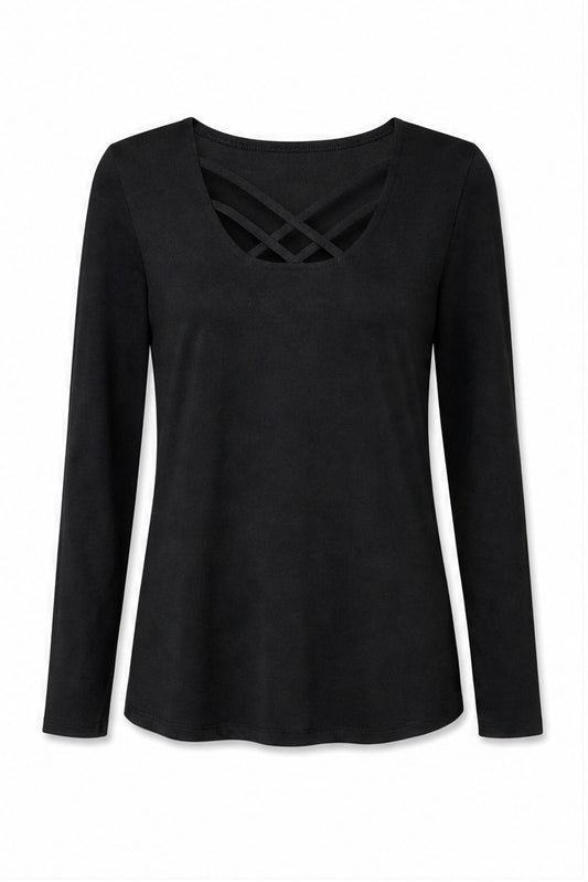 Signature top zwart - Vooraanzicht ghost mannequin
