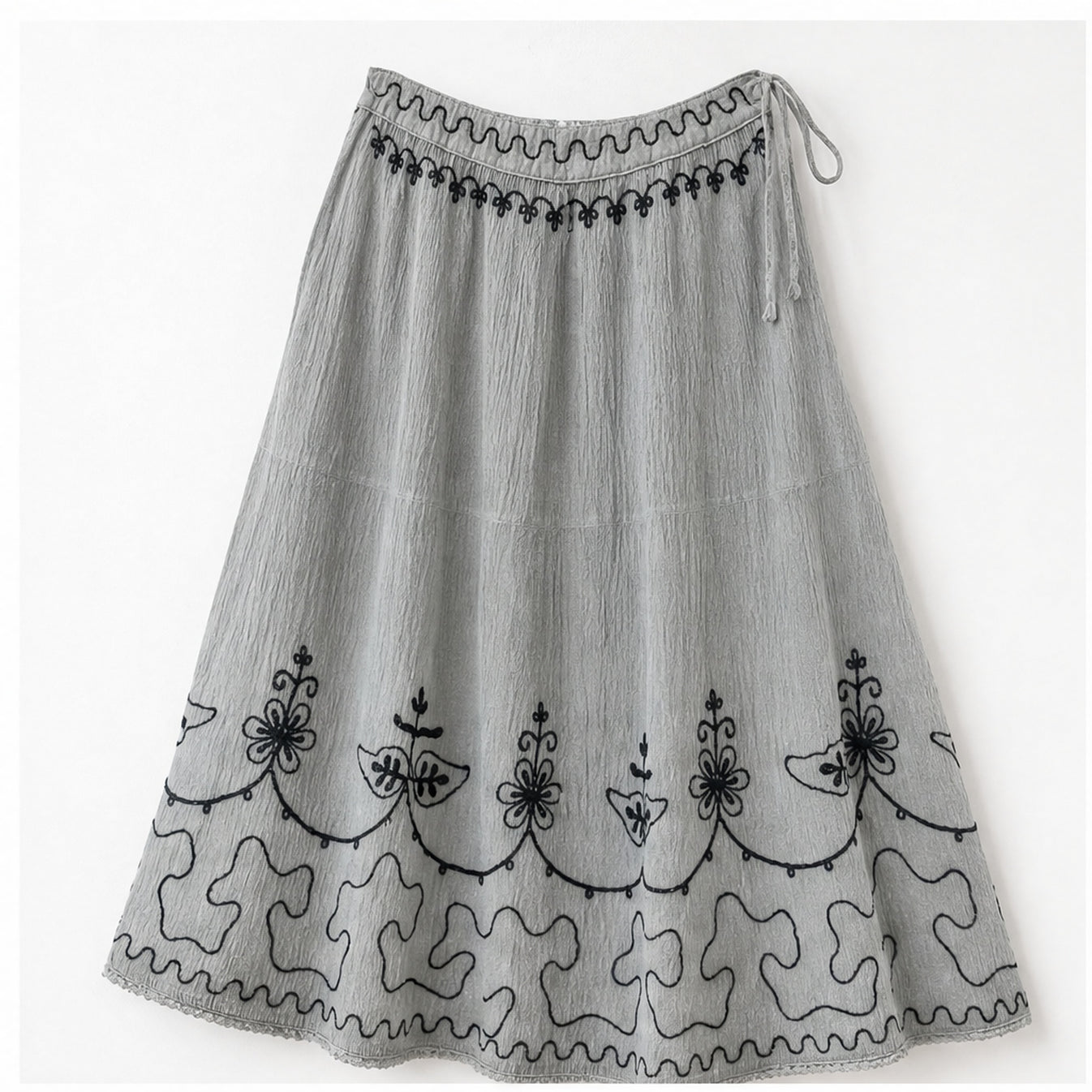 HS Rok Handmade in India - Meerdere Kleuren - Lichtgrijs - vooraanzicht