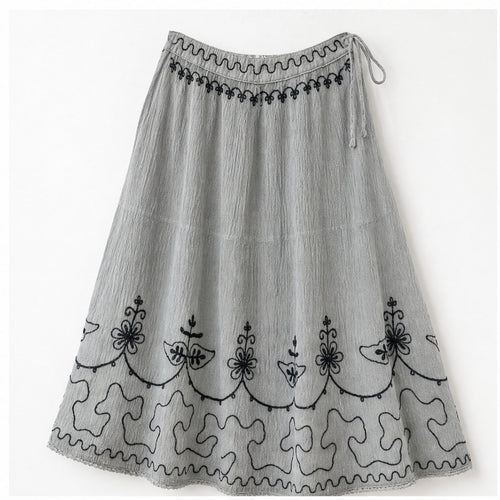 HS Rok Handmade in India - Meerdere Kleuren - Lichtgrijs - vooraanzicht