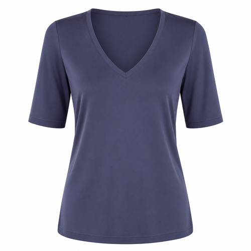 Stella Fiora top blauwgrijs - Vooraanzicht ghost mannequin