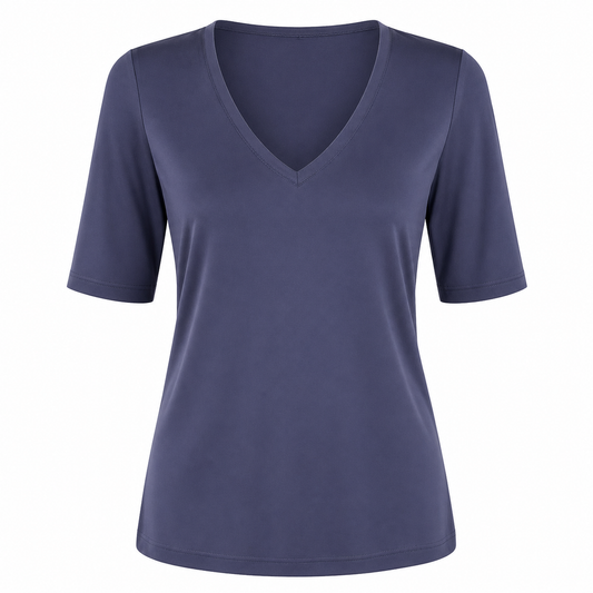 Stella Fiora top blauwgrijs - Vooraanzicht ghost mannequin