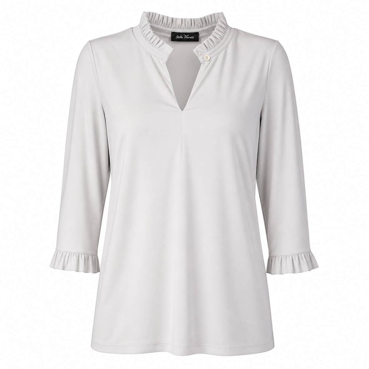 Stella Moretti Top - Offwhite Ruffle Collar - Vooraanzicht ghost mannequin