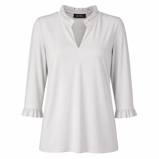 Stella Moretti Top - Offwhite Ruffle Collar - Vooraanzicht ghost mannequin