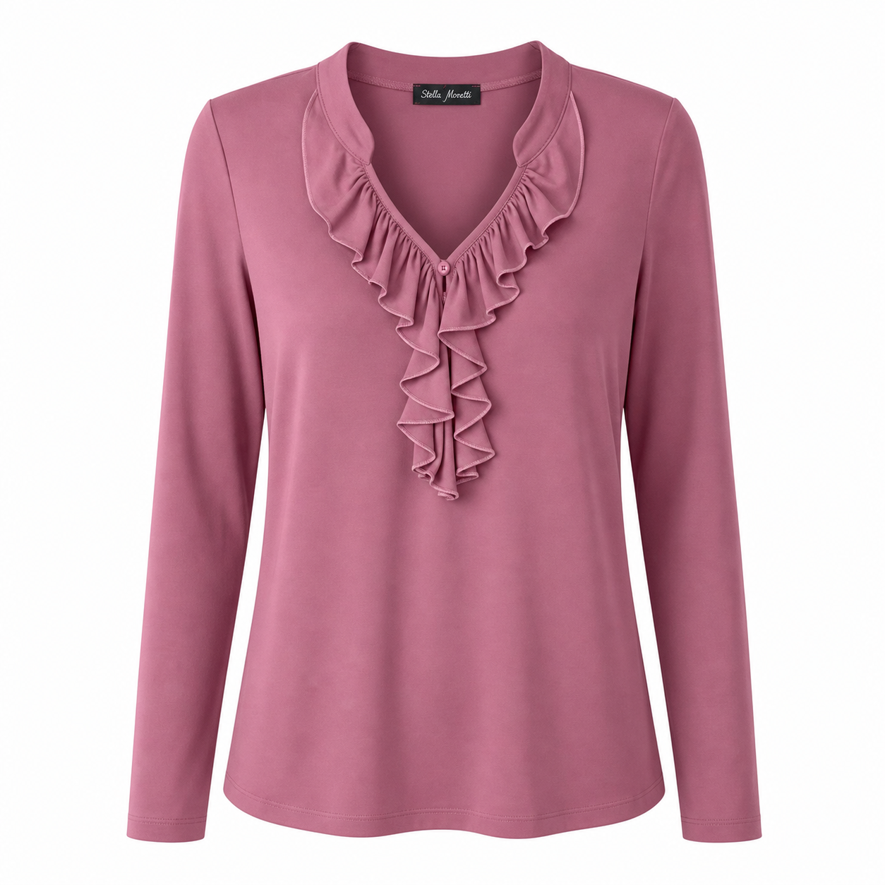 Stella Moretti Top - Mauve Ruffle - Vooraanzicht ghost mannequin