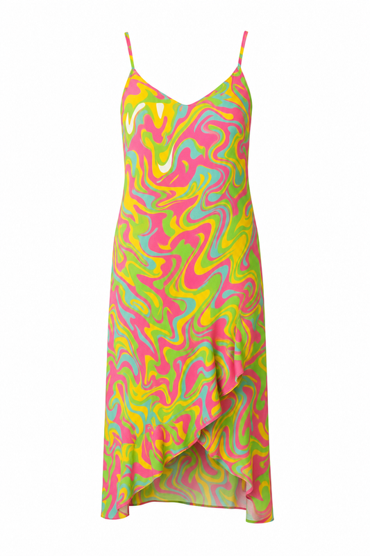 Maxi Jurk Psychedelic Print - Vooraanzicht productfoto