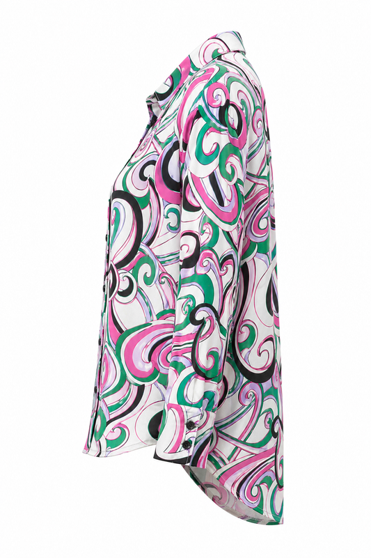 Vegas blouse abstracte print - Zijaanzicht ghost mannequin