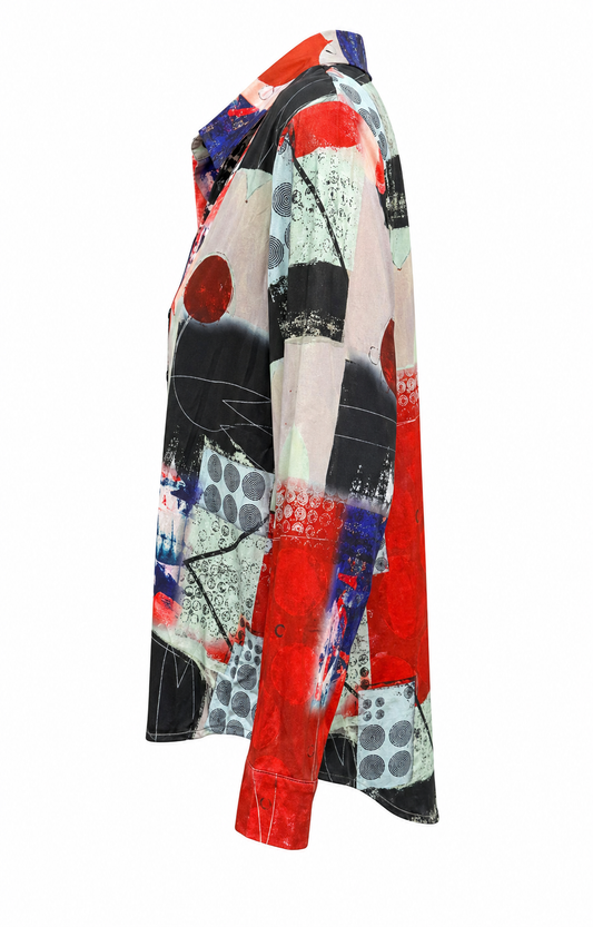 Vegas blouse abstracte print - Zijaanzicht ghost mannequin