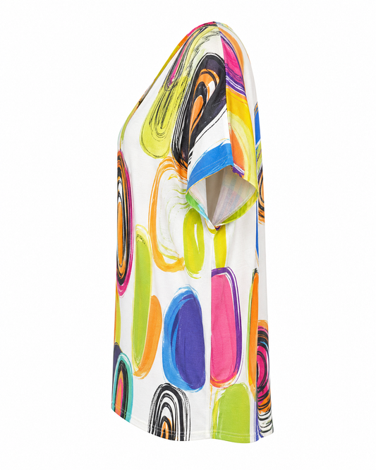 Joy blouse abstracte print - Zijaanzicht ghost mannequin