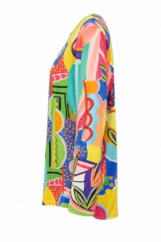 Joy blouse abstracte print - Zijaanzicht ghost mannequin