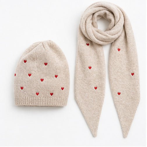 Muts & Sjaal Set met Hartjes