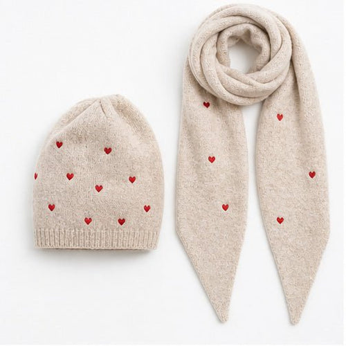 Muts & Sjaal Set met Hartjes