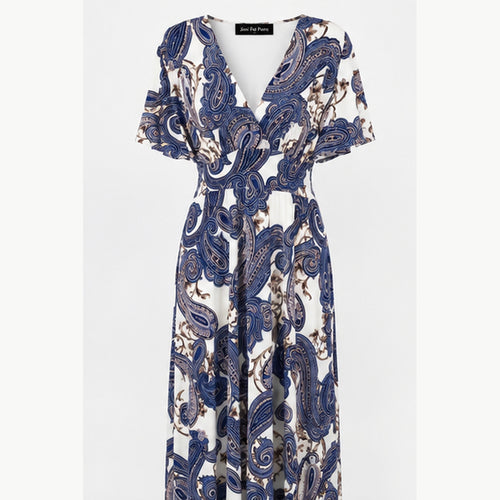 Jimi Fei Paris Maxi Jurk Dames - One Size - Ivoor Blauw Paisley - front
