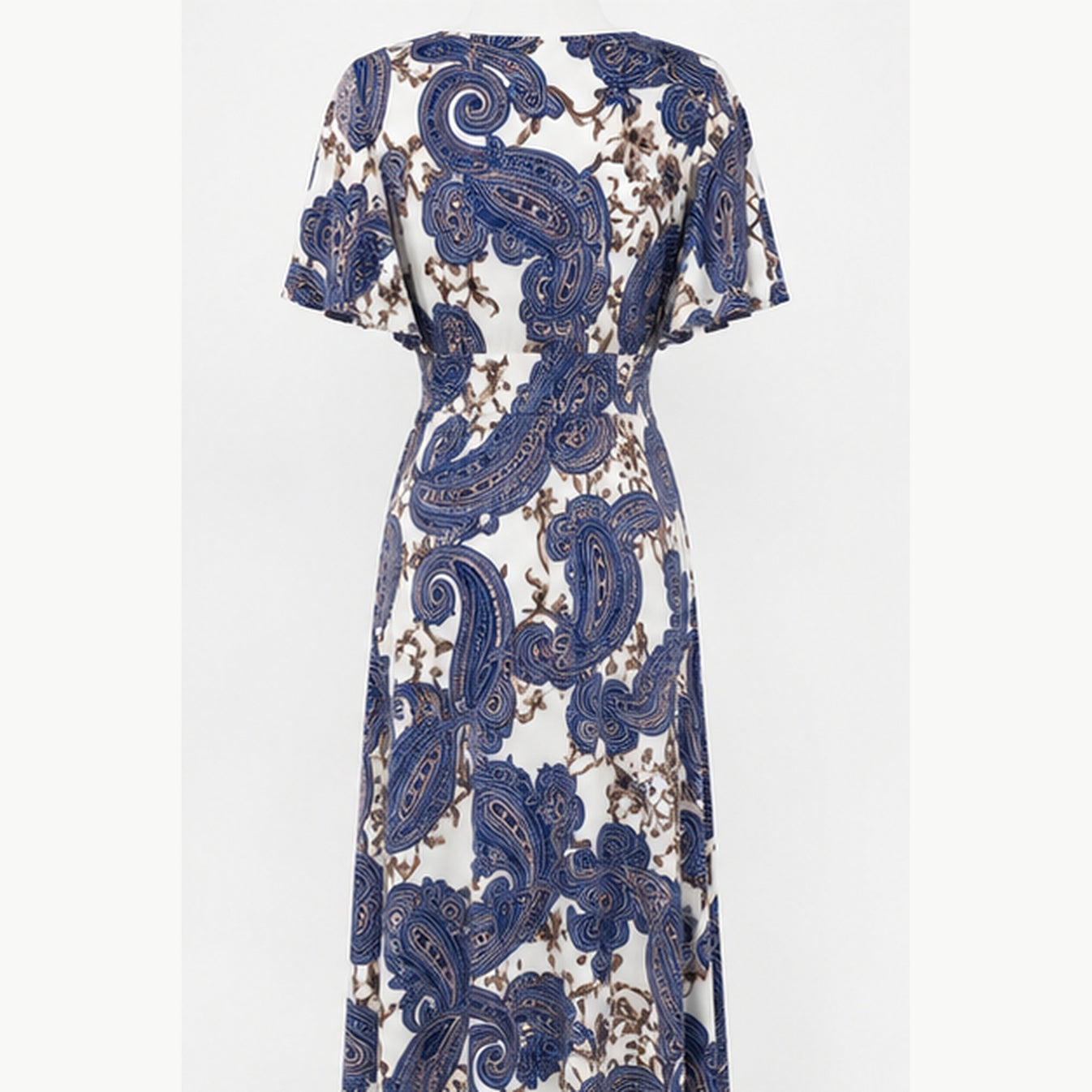 Jimi Fei Paris Maxi Jurk Dames - One Size - Ivoor Blauw Paisley - back