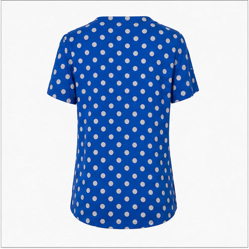 Angelle Milan Shirt - Blauw Witte Stippenprint - achteraanzicht