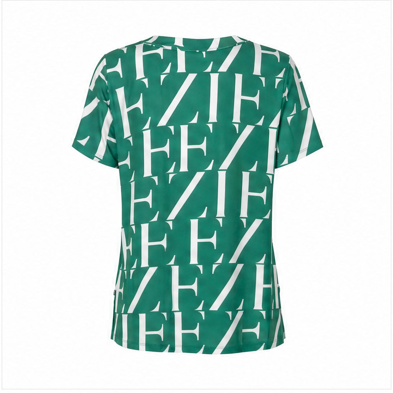 Angelle Milan Shirt - Groen Wit Letterprint - achteraanzicht