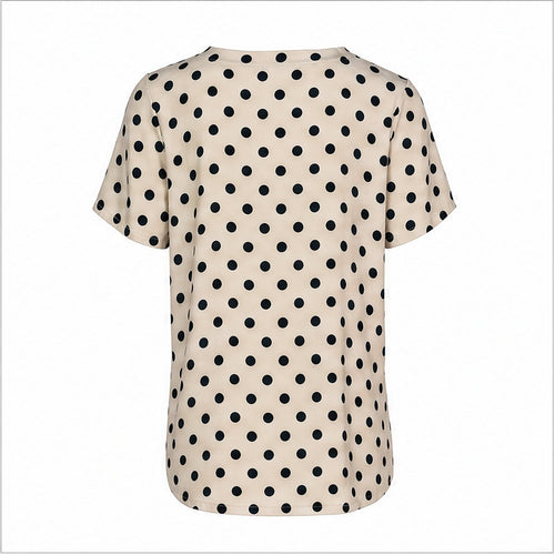 Angelle Milan Shirt - Beige Zwarte Stippenprint - achteraanzicht