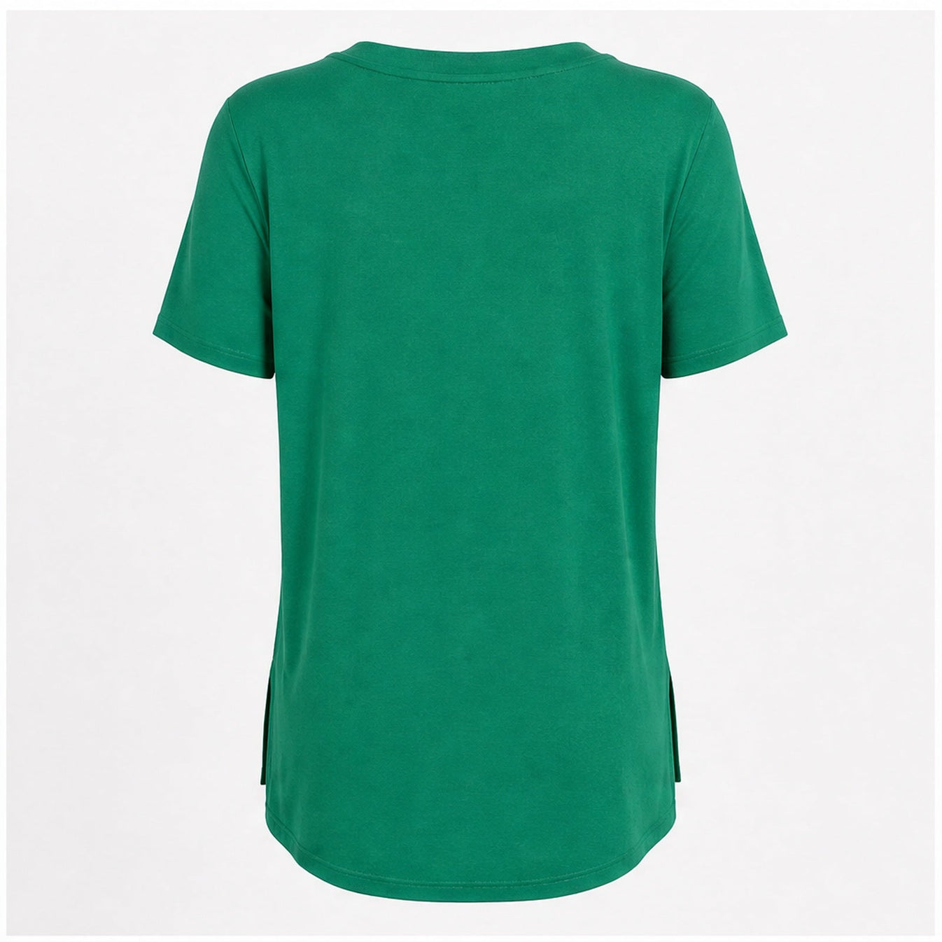 Angelle Milan Shirt - Groen Effen V-hals - achteraanzicht