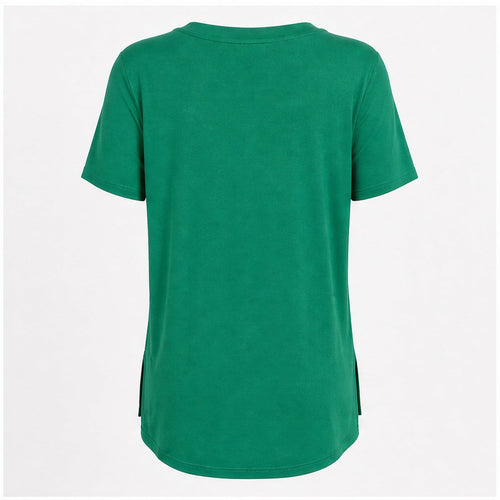 Angelle Milan Shirt - Groen Effen V-hals - achteraanzicht