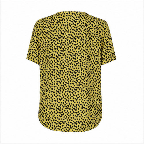 Angelle Milan Shirt - Okergeel Zwarte Hartjesprint - achteraanzicht