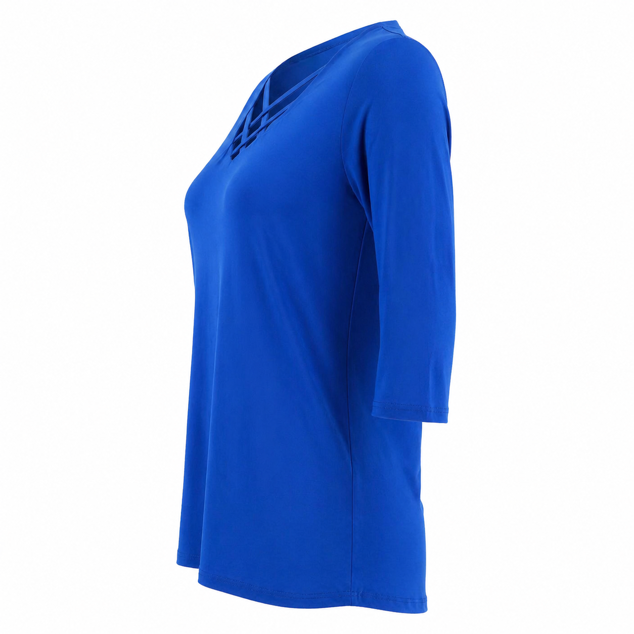Signature Top - Kobaltblauw Crossneck - Zijaanzicht ghost mannequin
