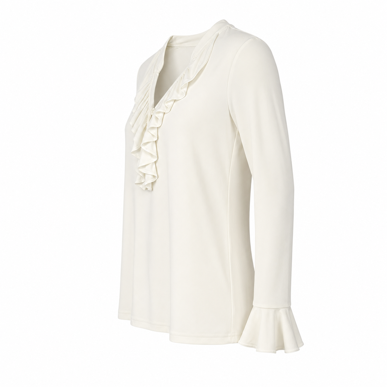 Signature top offwhite ruffle - Zijaanzicht ghost mannequin