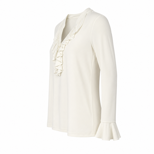 Signature top offwhite ruffle - Zijaanzicht ghost mannequin