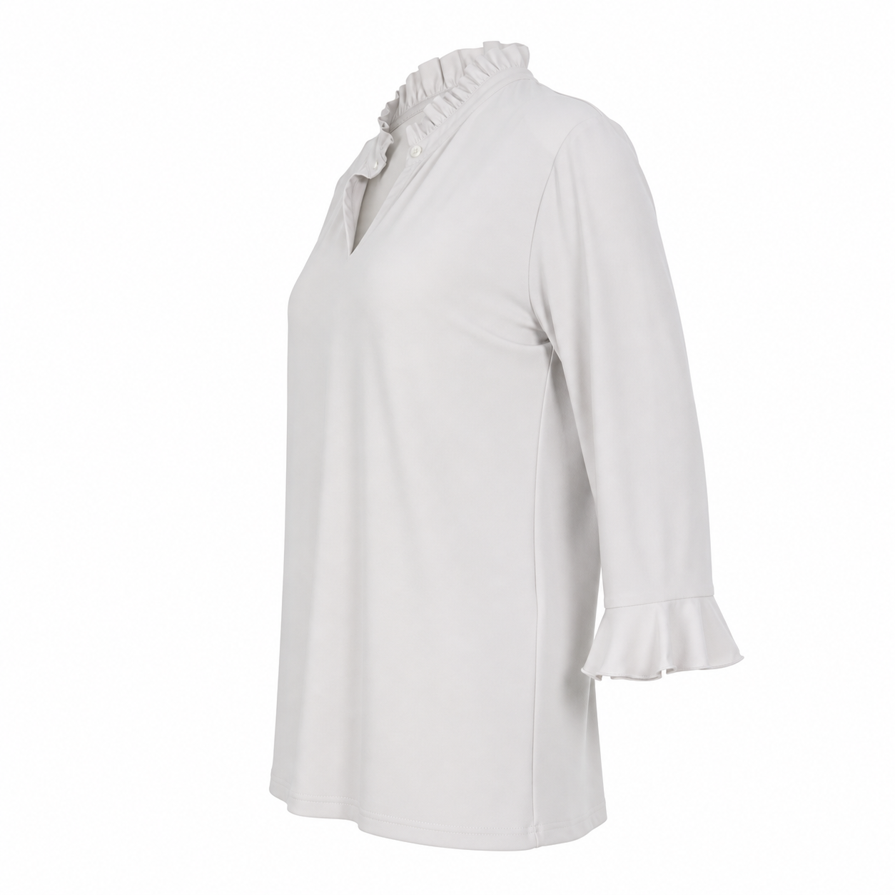 Stella Moretti Top - Offwhite Ruffle Collar - Zijaanzicht ghost mannequin
