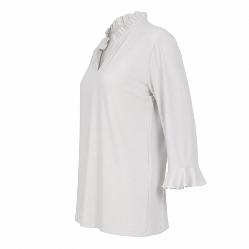 Stella Moretti Top - Offwhite Ruffle Collar - Zijaanzicht ghost mannequin
