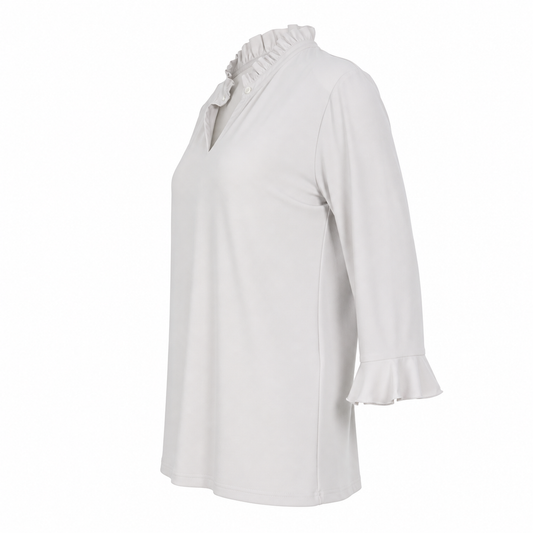 Stella Moretti Top - Offwhite Ruffle Collar - Zijaanzicht ghost mannequin