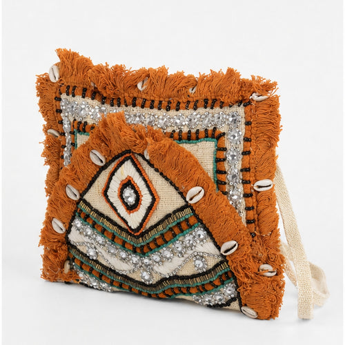 HS crossbody tas Oranje Eye Borduursel - zijaanzicht