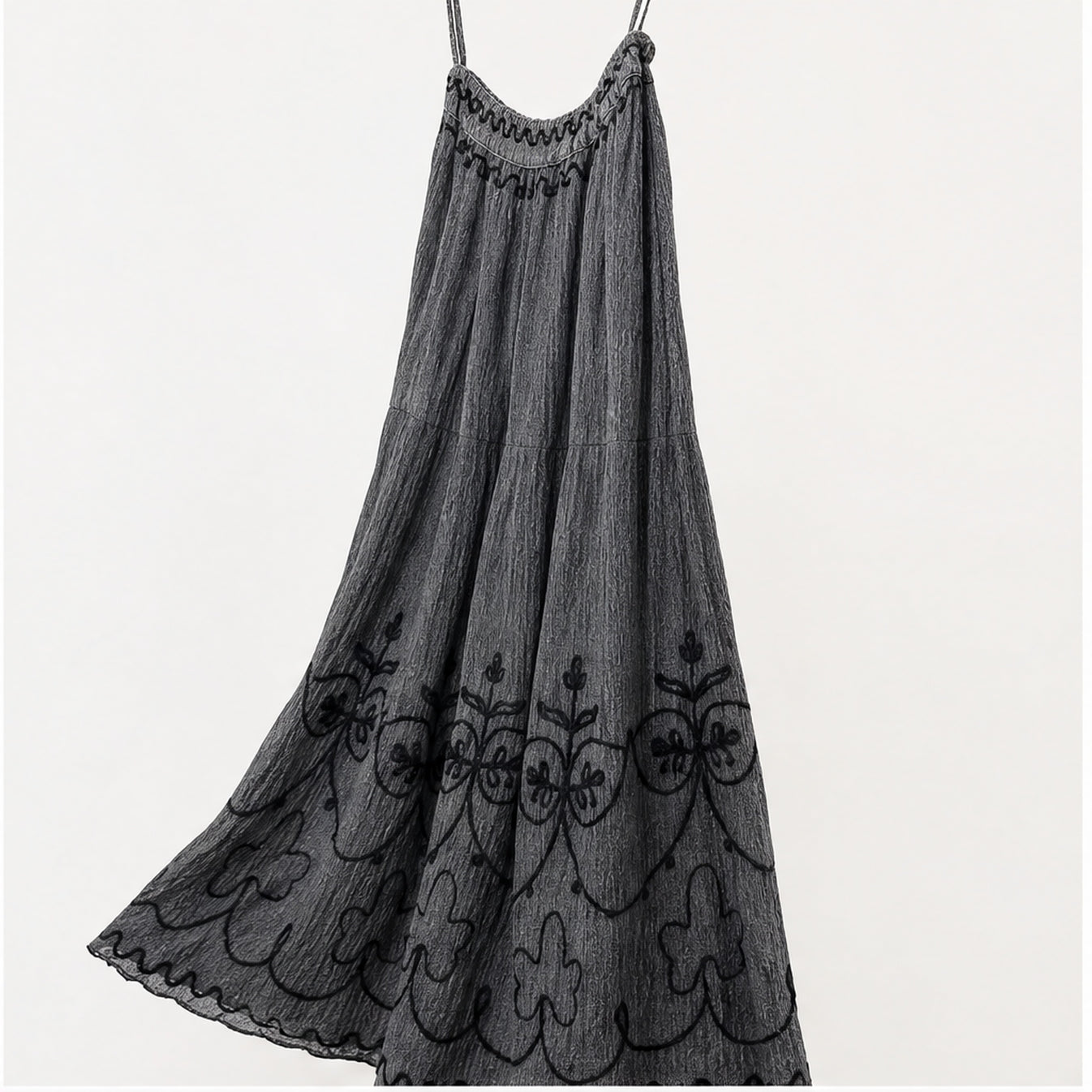 HS Rok Handmade in India - Meerdere Kleuren - Antraciet - zijaanzicht